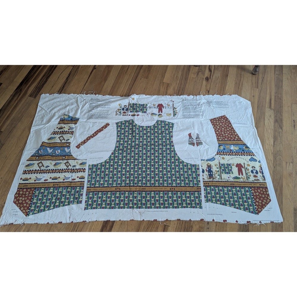 90s Woman's Work Vest Quilt Fabric Panel Farm Animals Country Sewing‎ Project